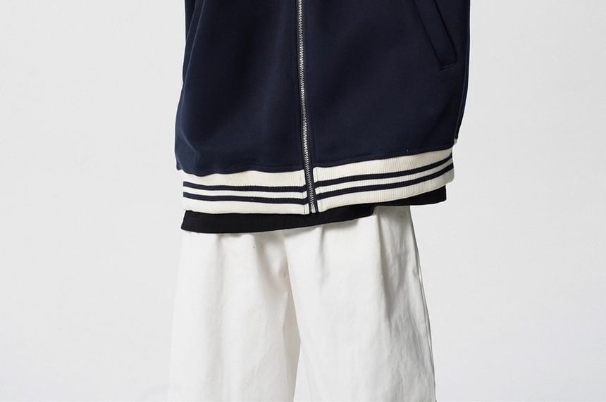 Neonity Wear - Gestreept baseballjack met coltrui en rits