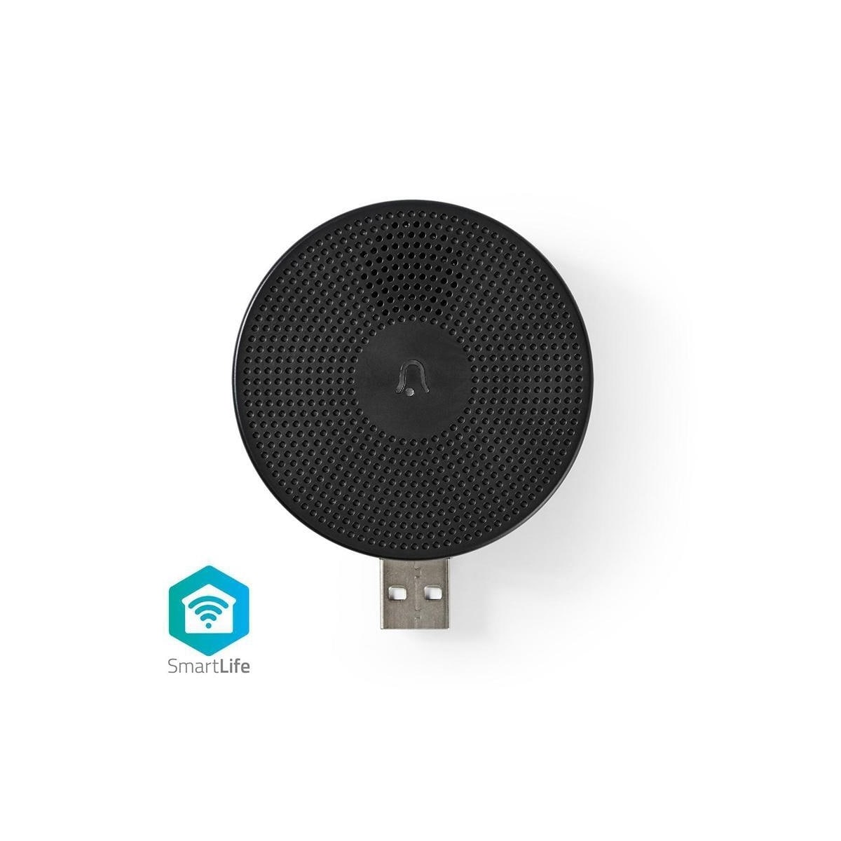 Nedis SmartLife-Klokke | Wi-Fi | Tilbehør til: WIFICDP10GY / WIFICDP30WT / WIFICDP40CWT | USB-Strøm | 4 Lyder | 5 V DC | Justerbar volum | Sort