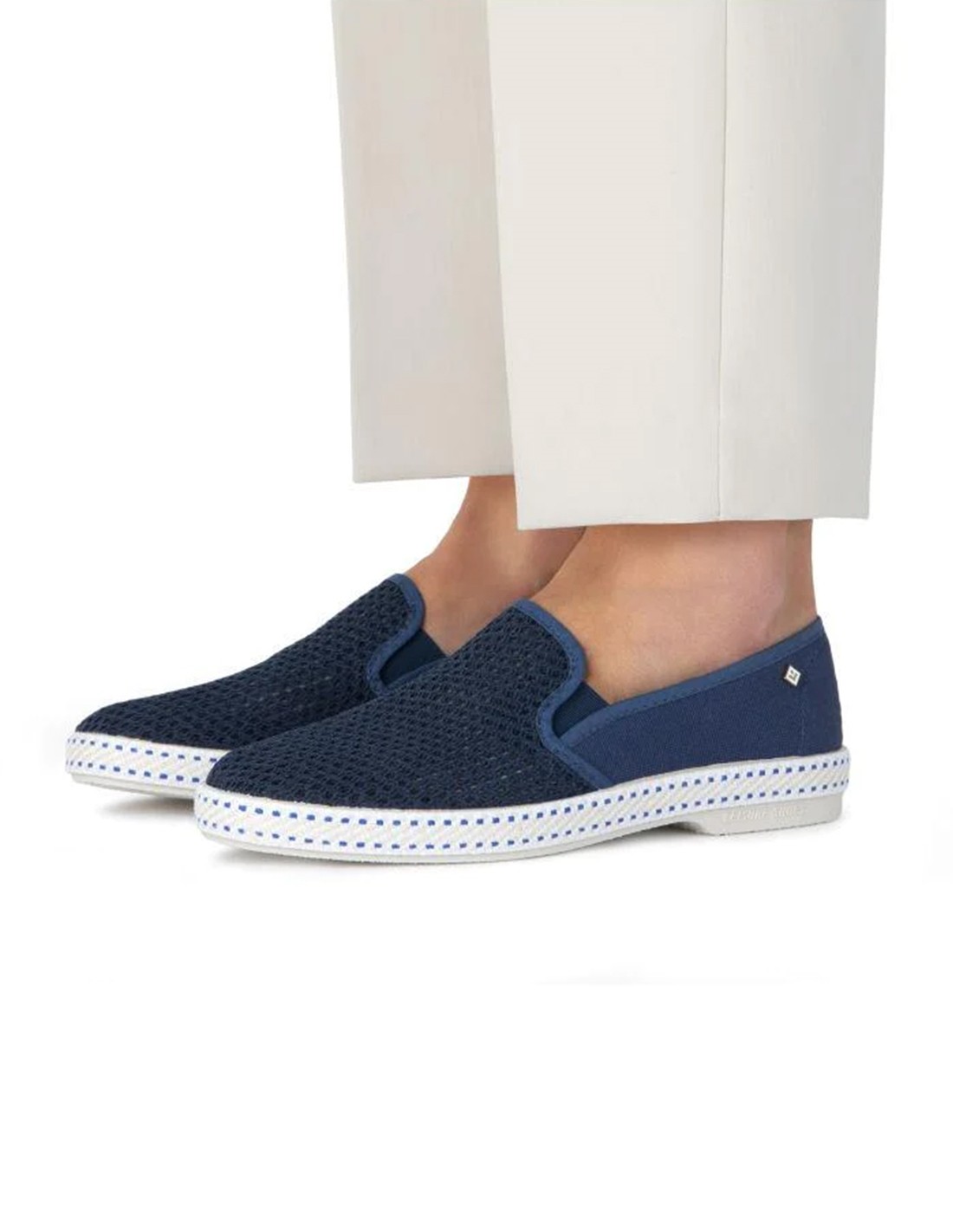 rivieras espadrilles homme classic canvas & mesh bleu de travail