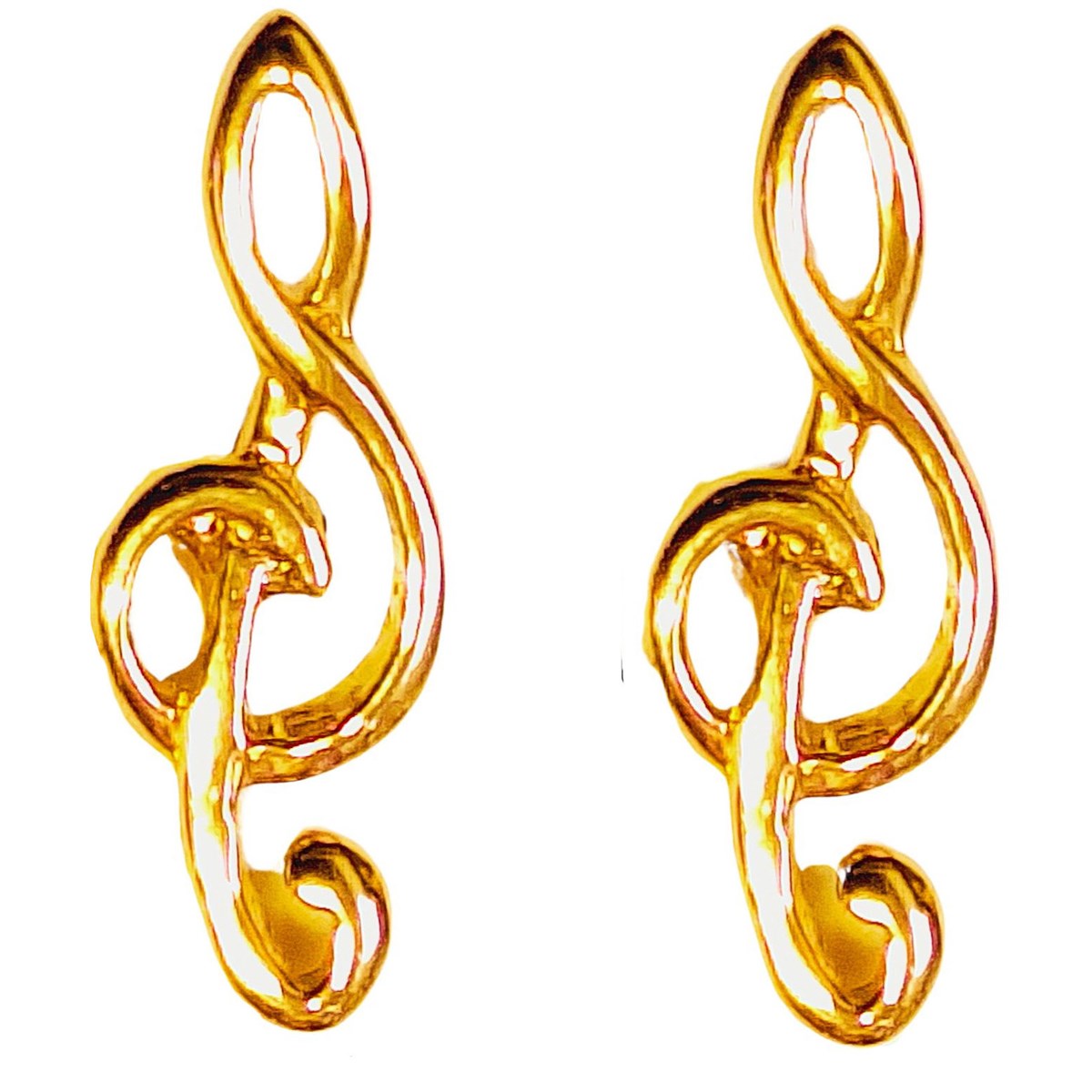Boucles d'oreilles Clef Clé de Sol musique en plaqué or
