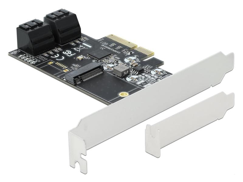 Delock SATA-Controller 4Port SATA & 1Port M.2 SATA PCI-Expr Delock 4 Port SATA und 1 Slot M.2 Key B (Format 2242 und 2230) PCI Express x4 Karte
