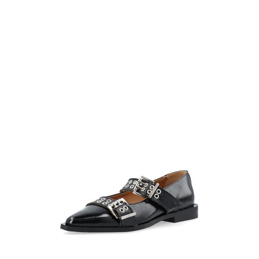 Bianco BIAVictoria Double Buckle Ballet Flat Nappalak, Black, 40