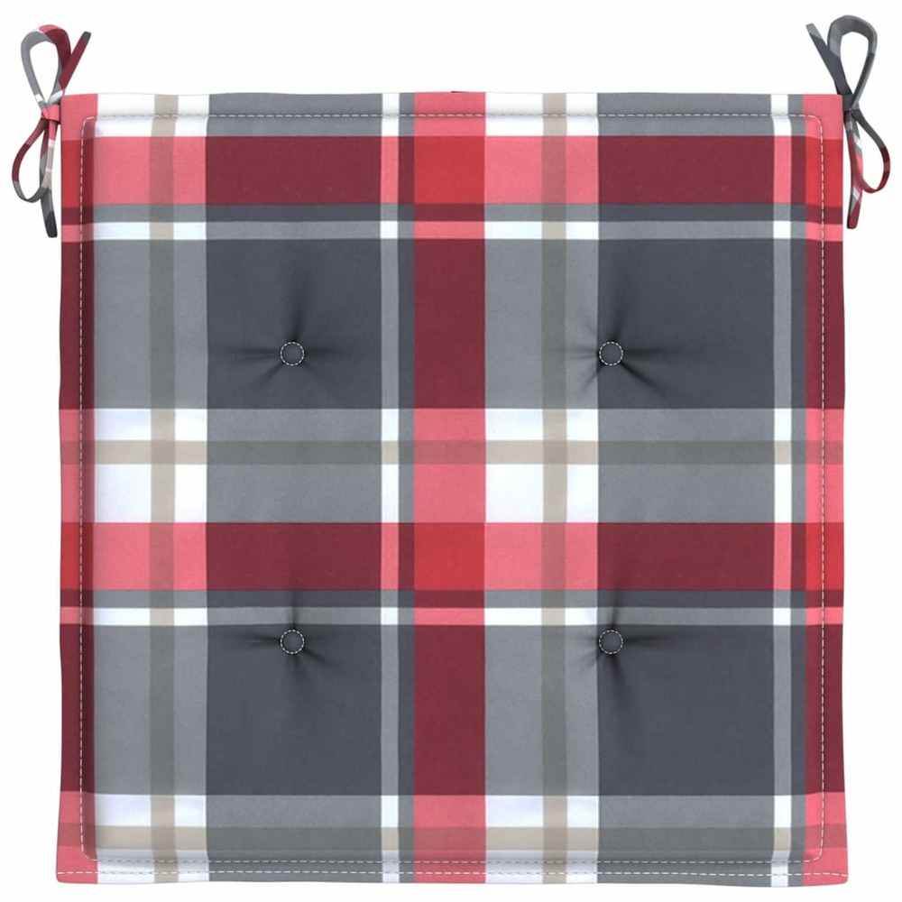 Coussins de chaise de jardin 4 pcs carreaux rouges 40x40x3 cm