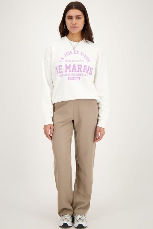 Taupe pantalon met elastiek