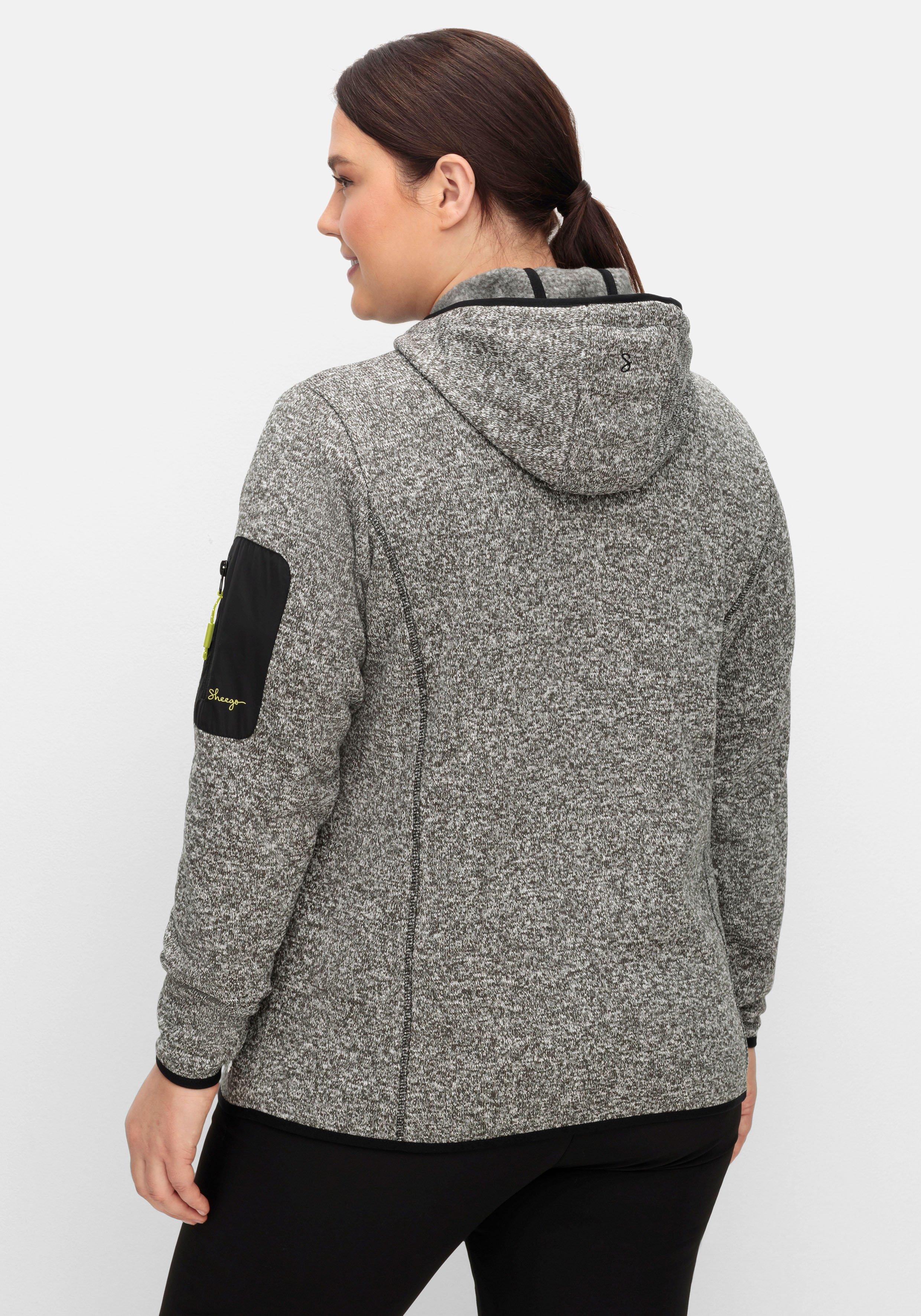 Funktionsjacke aus Strickfleece mit Kapuze