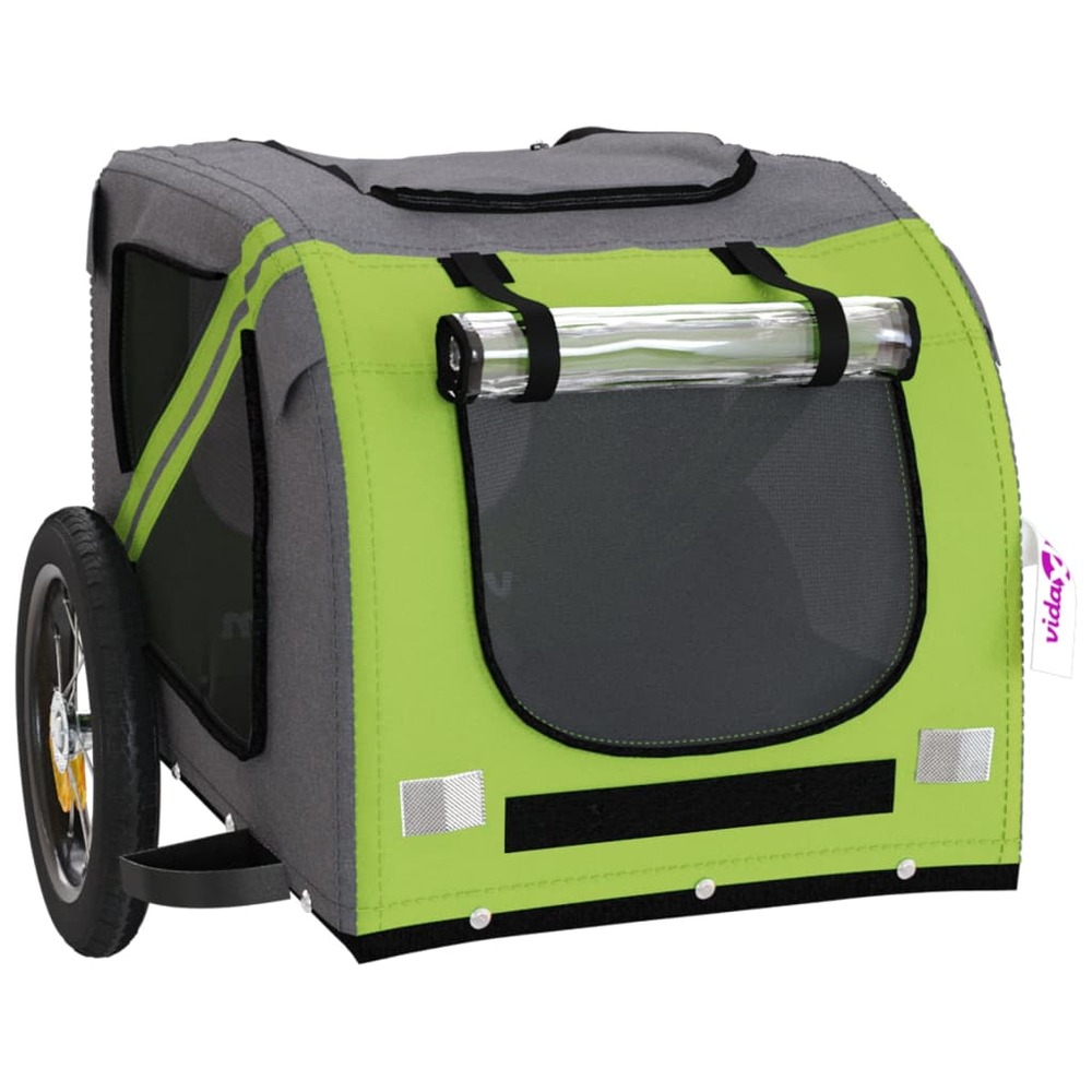 Remorque de vélo pour animaux de compagnie vert et gris