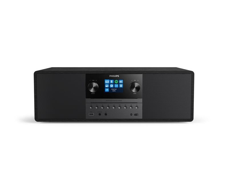 Philips Micro-HiFi Anlage TAM6805/10 Schwarz Kompaktes All-in-one-Microsystem mit integriertem Bassreflex-Lautsprechersystem, Zwei 3-Zoll-Full-Range-Treiber und 50 W maximale Ausgangsleistung