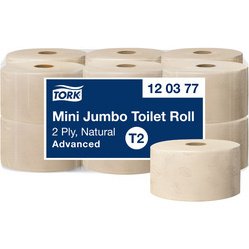 TORK Papier toilette en mini-rouleau Jumbo, 182 m, naturel