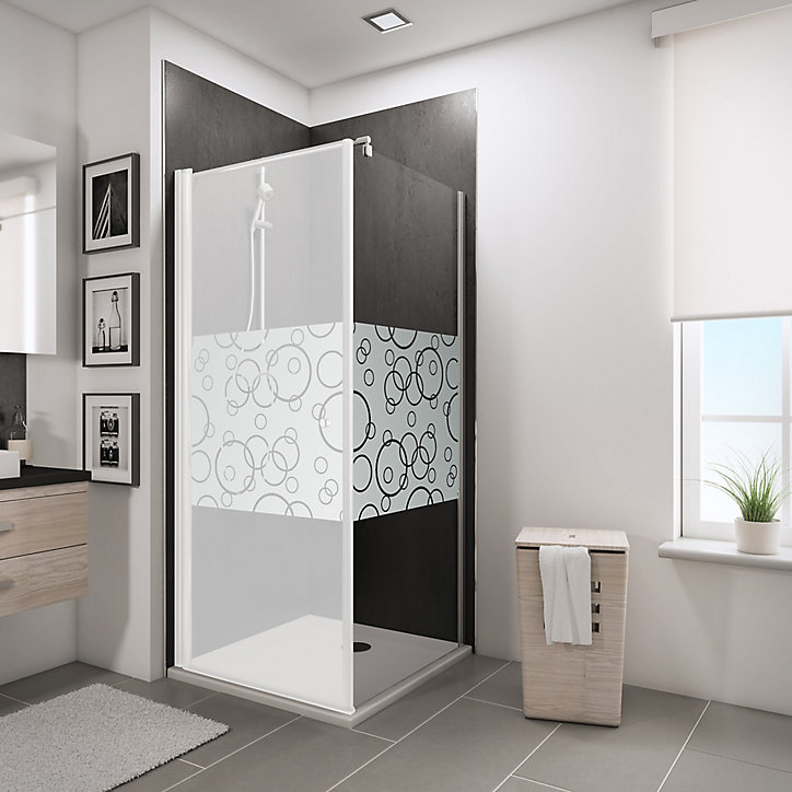 Paroi latérale fixe pour porte de douche pivotante 80 cm NewStyle Schulte verre transparent anticalcaire Cercles