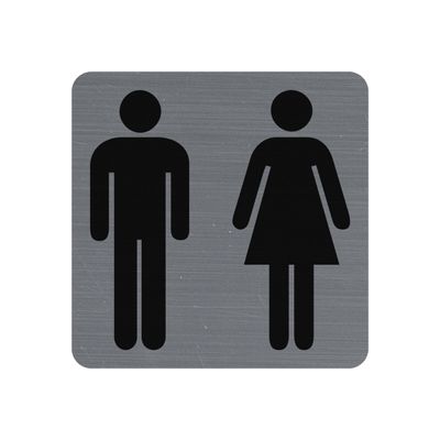 Exacompta - Plaque de signalisation Toilettes - 75 x 75 mm - aluminium brossé