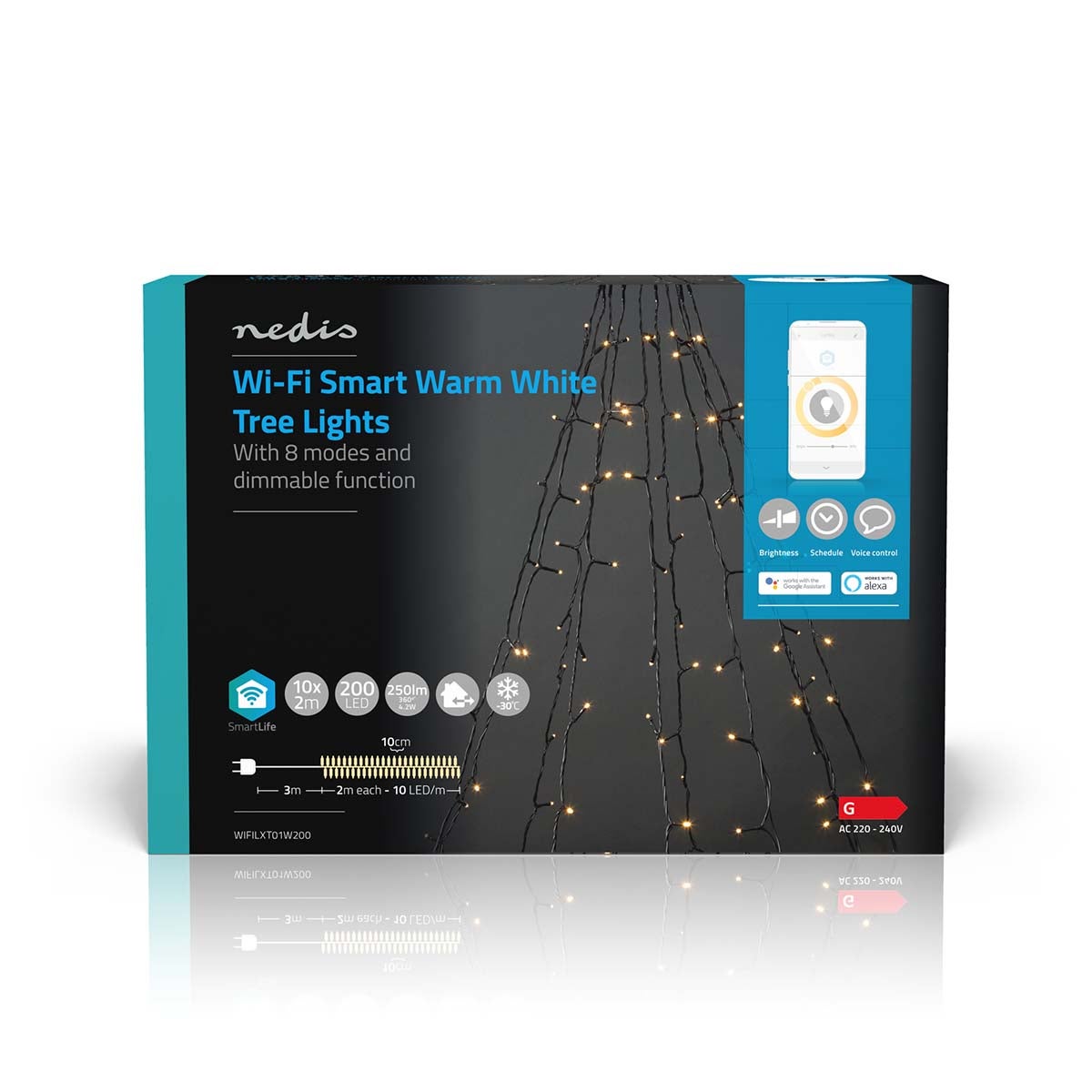 Nedis SmartLife Decoratieve LED iOS/Android 10x2 meter 200 LED's warm wit