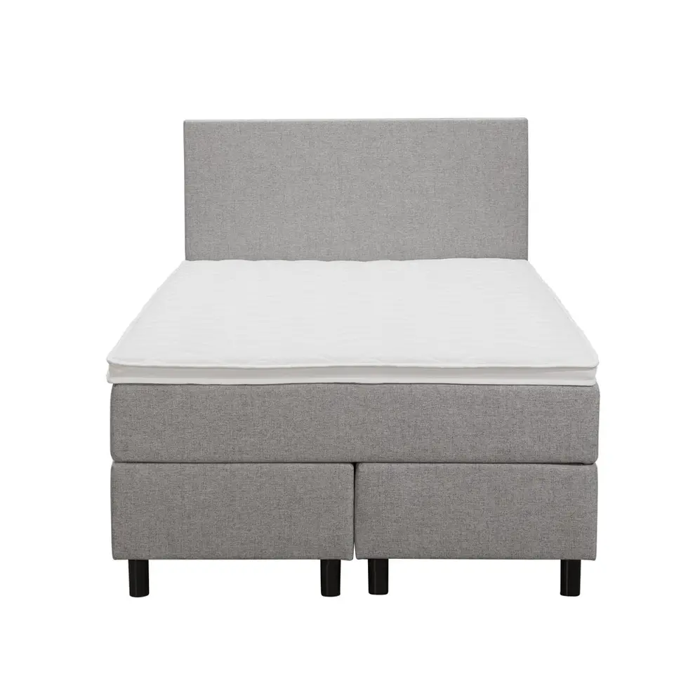 Boxspring Liv egaal - lichtgrijs - 120x200 cm - ronde poot