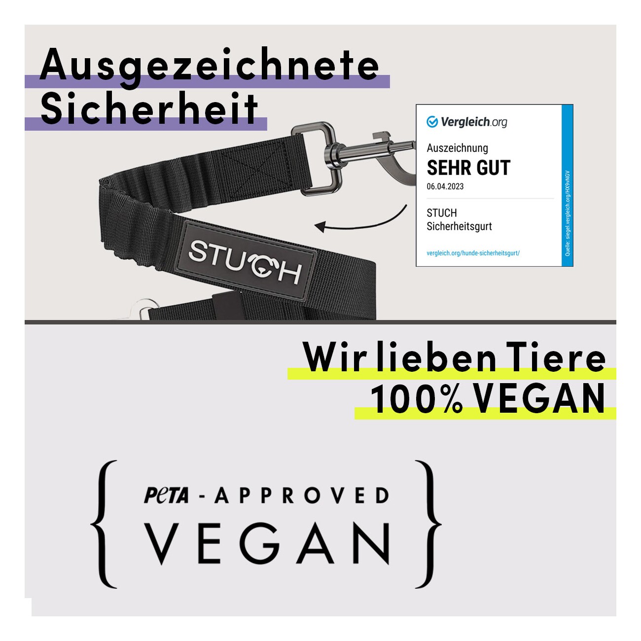 STUCH Universeller Bungee Autogurt für Hunde & Katzen türkis