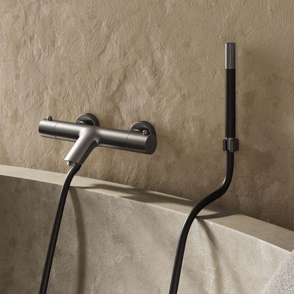 Saniclear Iron Pro thermostatische opbouw badkraan met handdouche verouderd ijzer - gunmetal