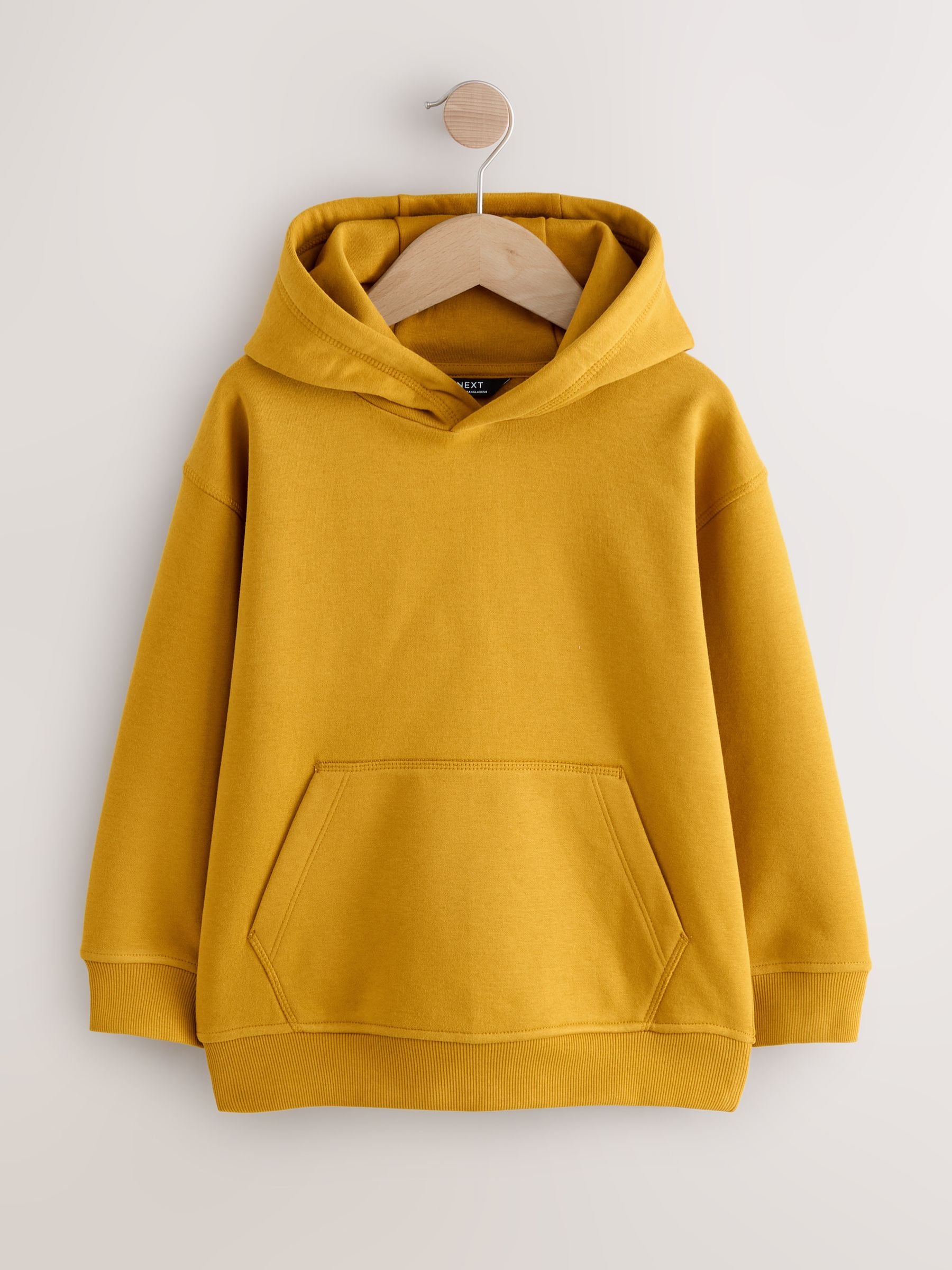 Geel - Effen jersey hoodie (3-16 jr)