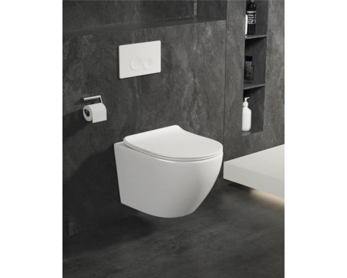 Jungborn wandclosetset FOUR 51, randloos, glanzend wit, met toiletzitting en softclose-mechanisme