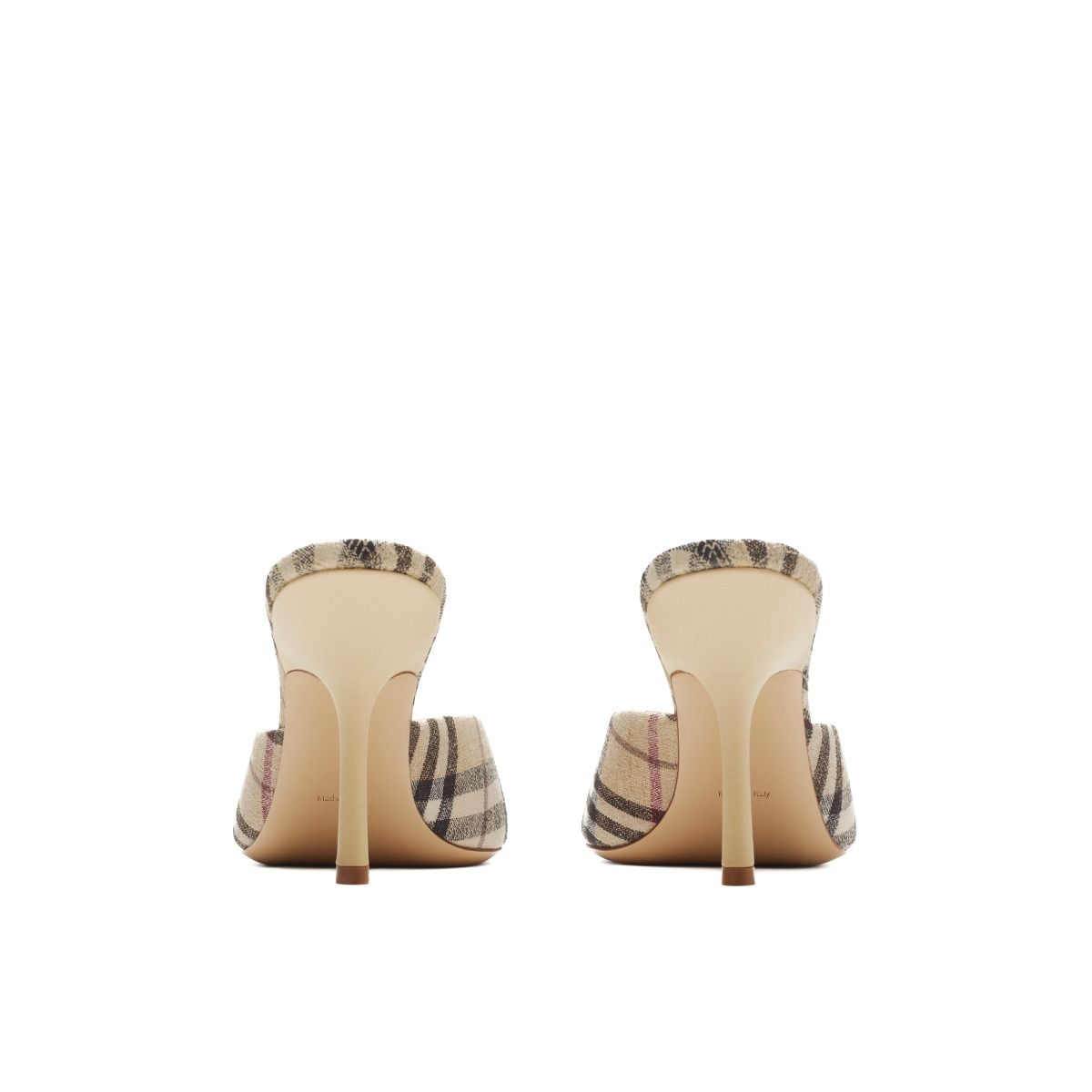 Burberry Check Linen Blend Mews High Mules