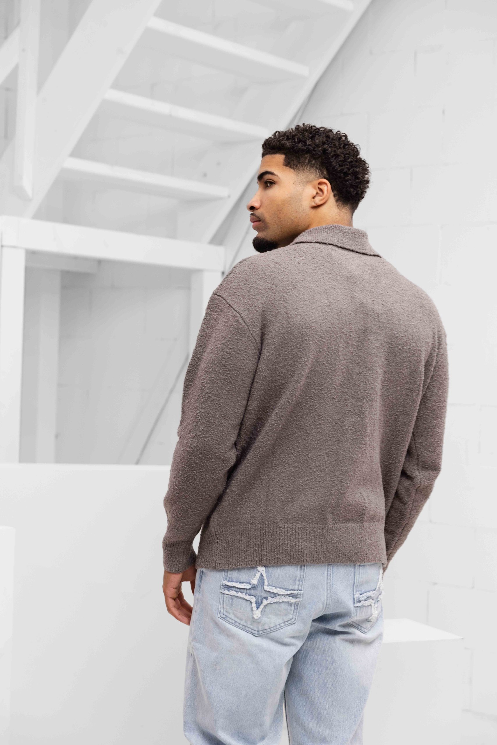 Off The Pitch Boucle Grip Sweater Heren Grijs