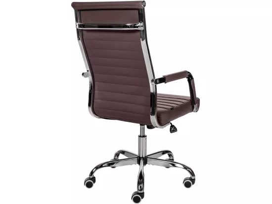 Chaise de bureau - Similicuir & Métal chromé - Marron - Amadora