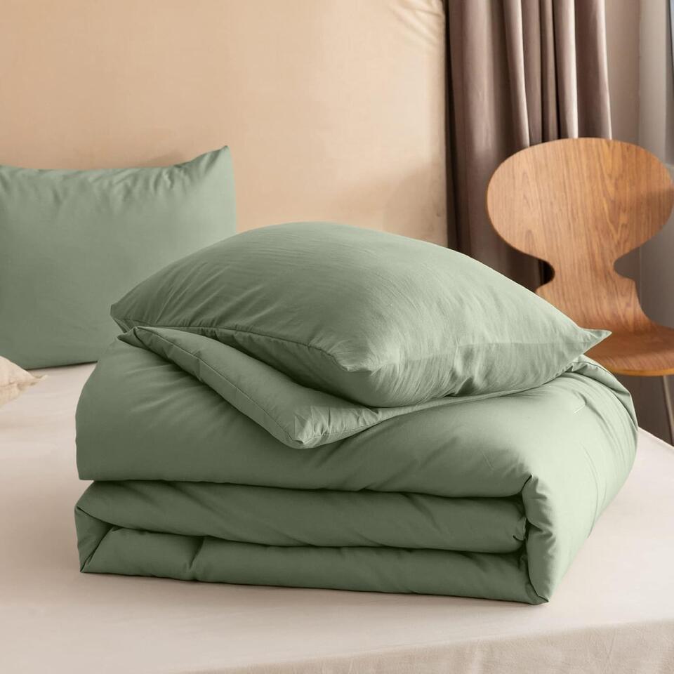 Dekbed zonder Overtrek 140x200 – Incl. Kussenslopen – Wasbaar – Groen