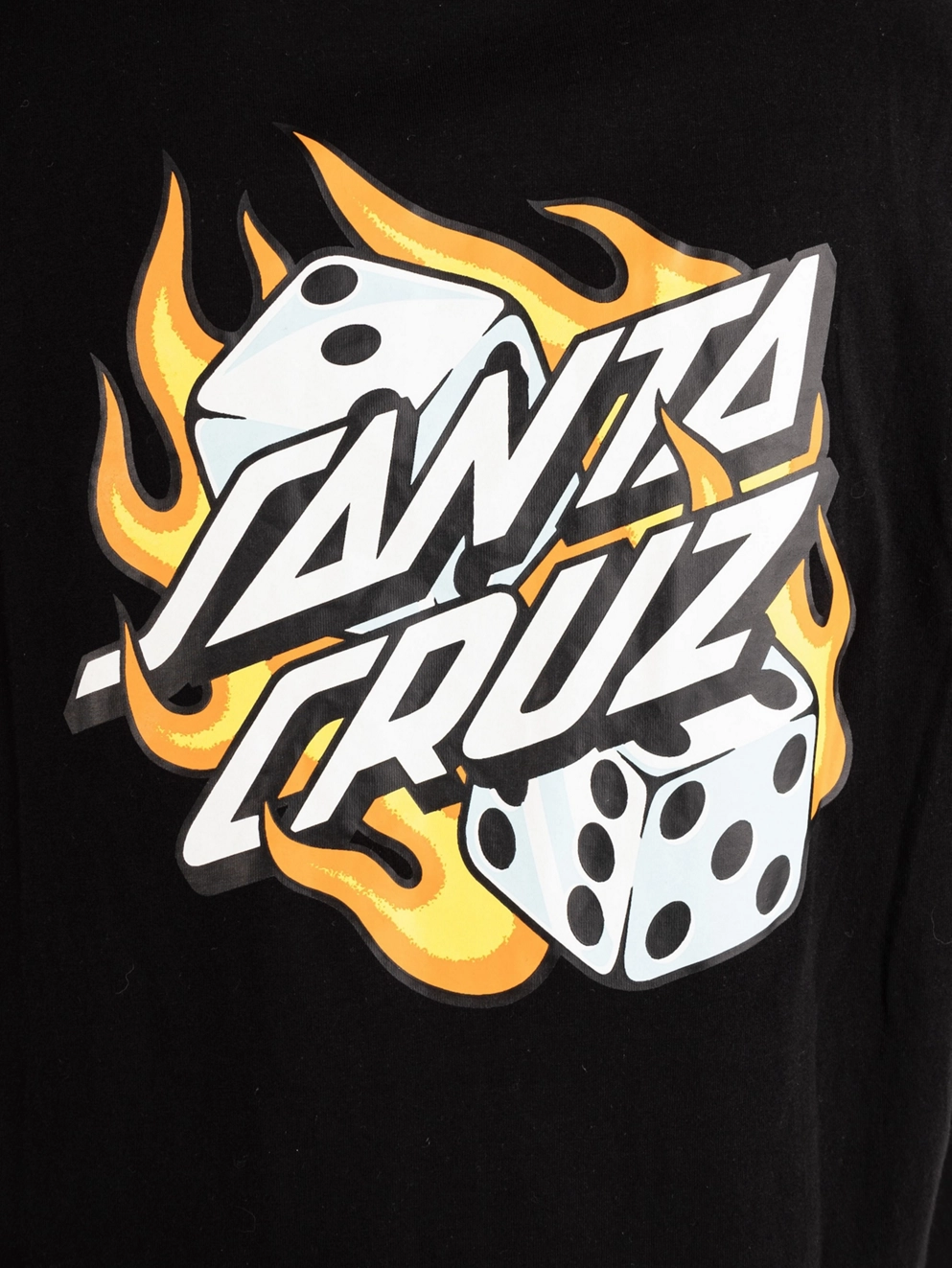 Santa Cruz Flaming Dice Dot Chest T-Shirt black