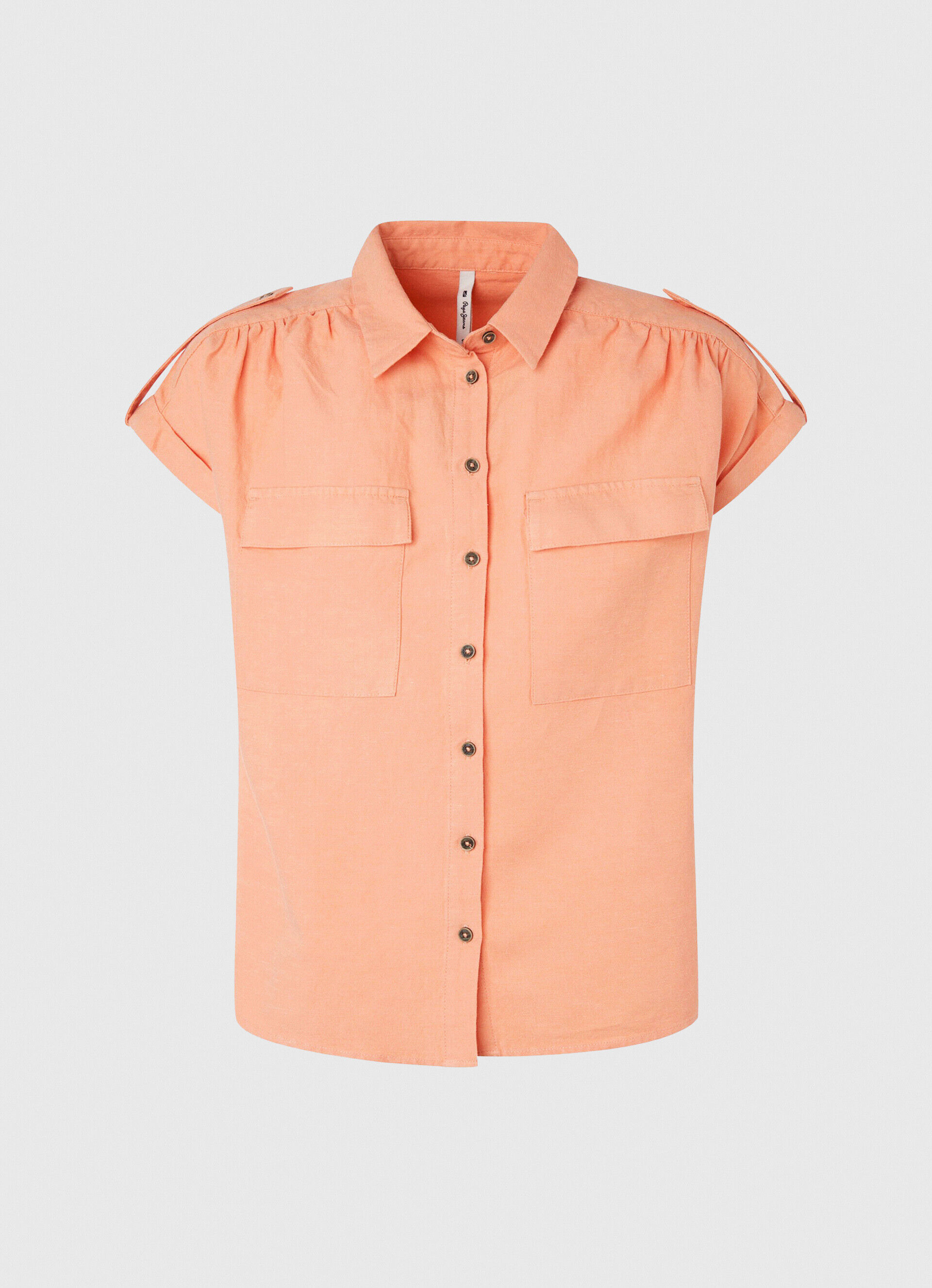 Camisa utilitária de manga curta - Laranja pêssego