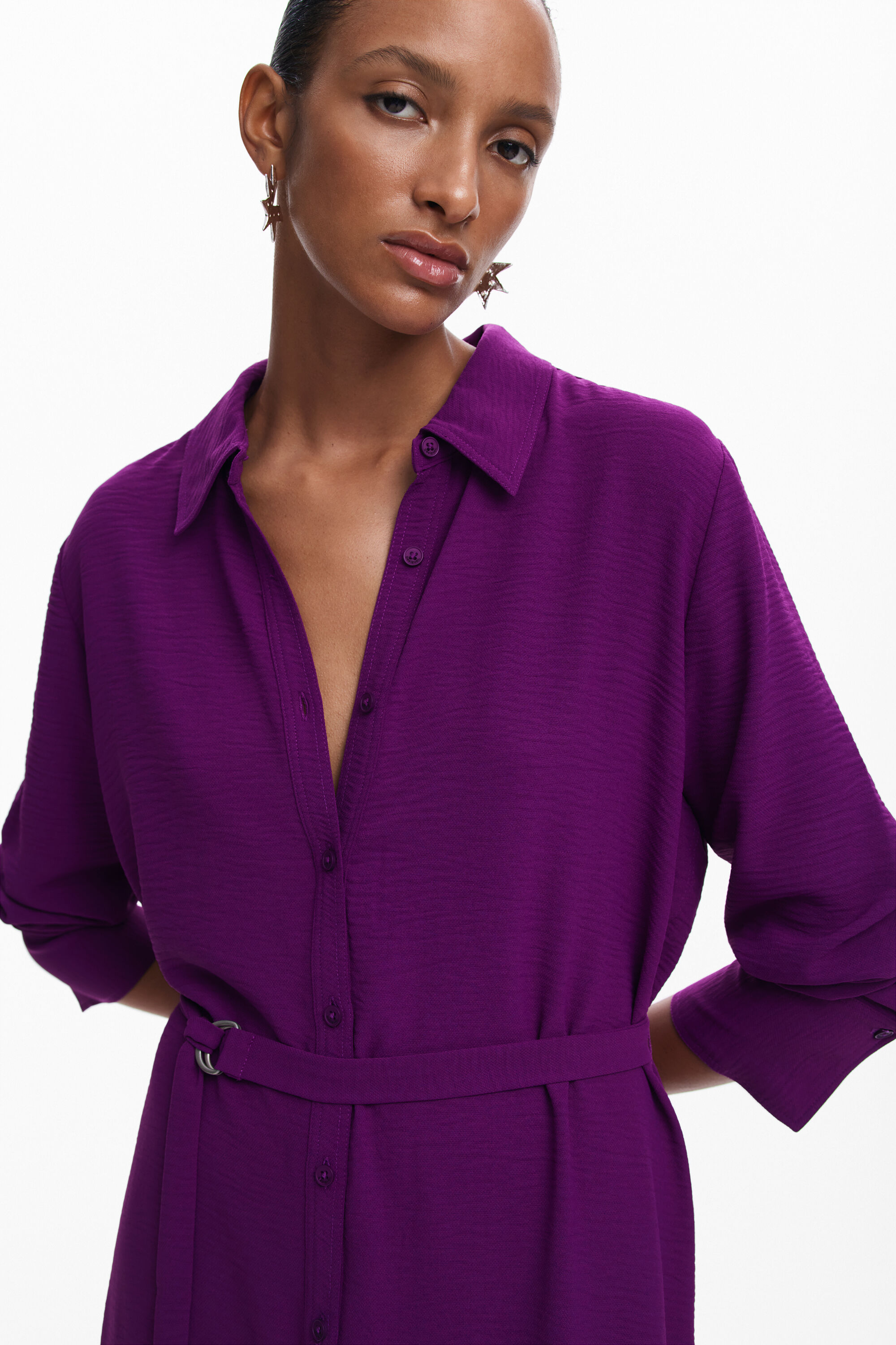 Vestido longo tipo camisa