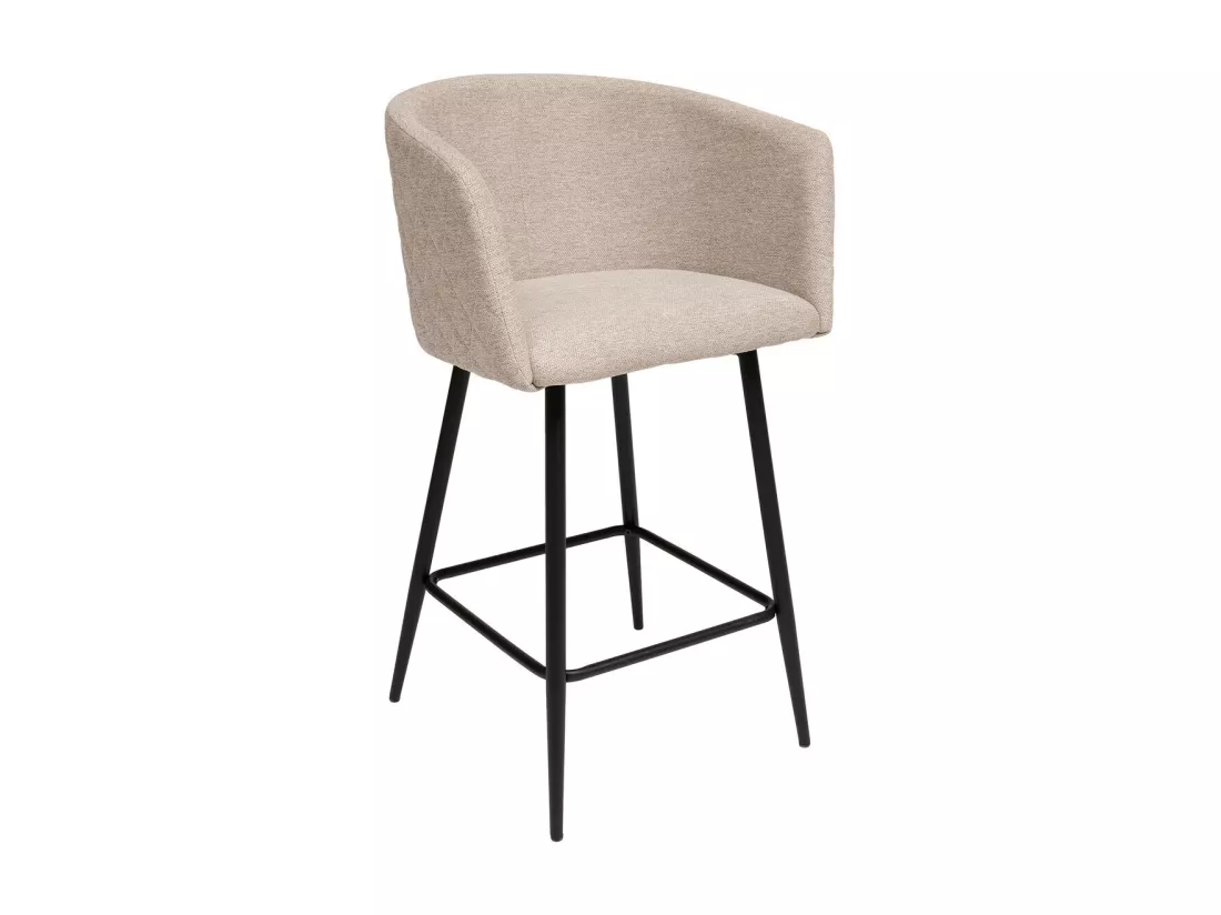 Tabouret Fauteuil de Bar en velours Beige et pieds en métal Noir