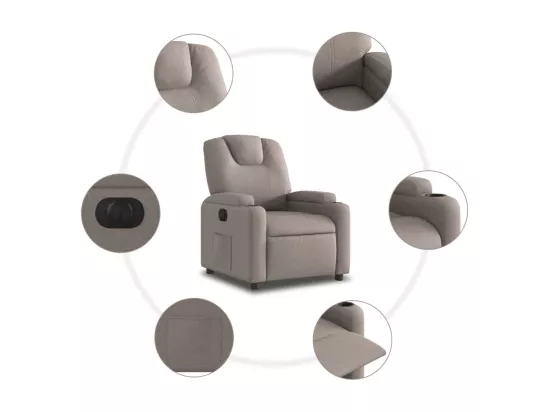 Fauteuil inclinable électrique Taupe Tissu