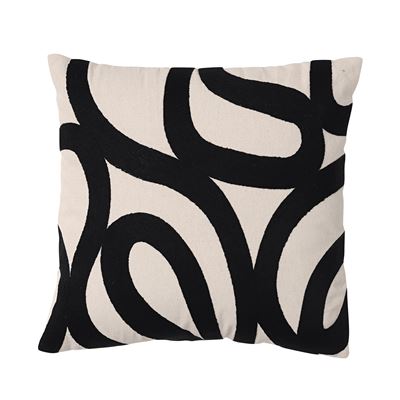 Coussin motif ruban brodé