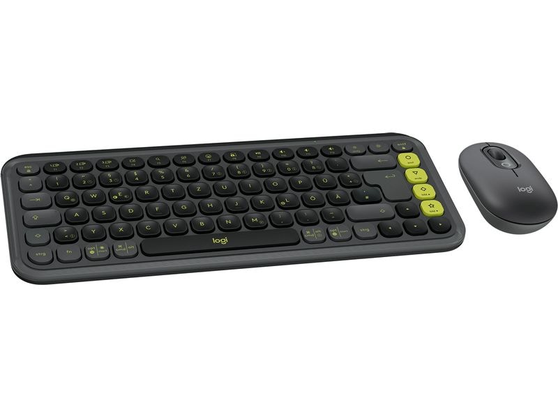 Logitech Tastatur-Maus-Set POP Icon Combo Graphite Kompaktes kabelloses Tastatur und Maus Set mit anpassbaren Aktionstasten