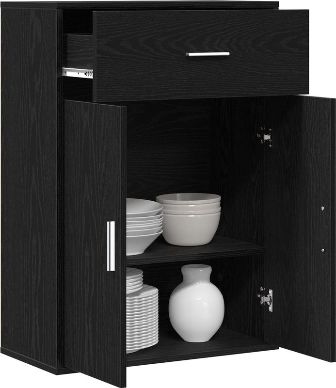 vidaXL - Dressoir - Zwart Eiken - Bewerkt Hout