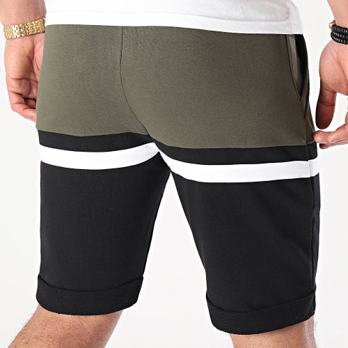 Short Jogging Tricolore 1502 Kaki Blanc Noir