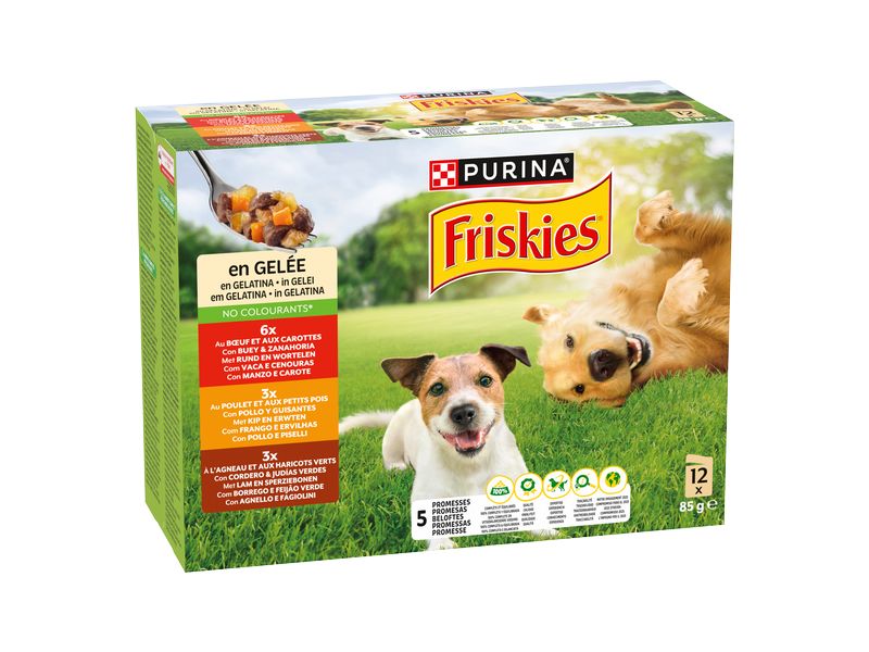 Purina Friskies Nassfutter Adult Huhn, Lamm, Rind mit Gemüs Feuchtnahrung für erwachsene Hunde