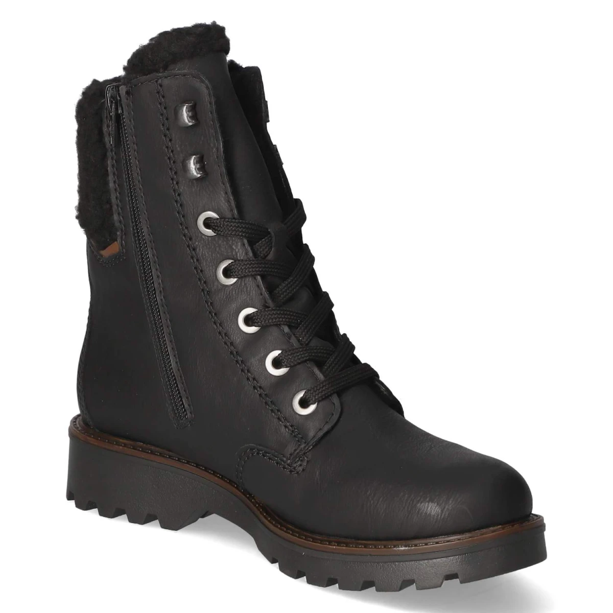 RiekerSchnürstiefeletten - schwarz/mogano/schwarz