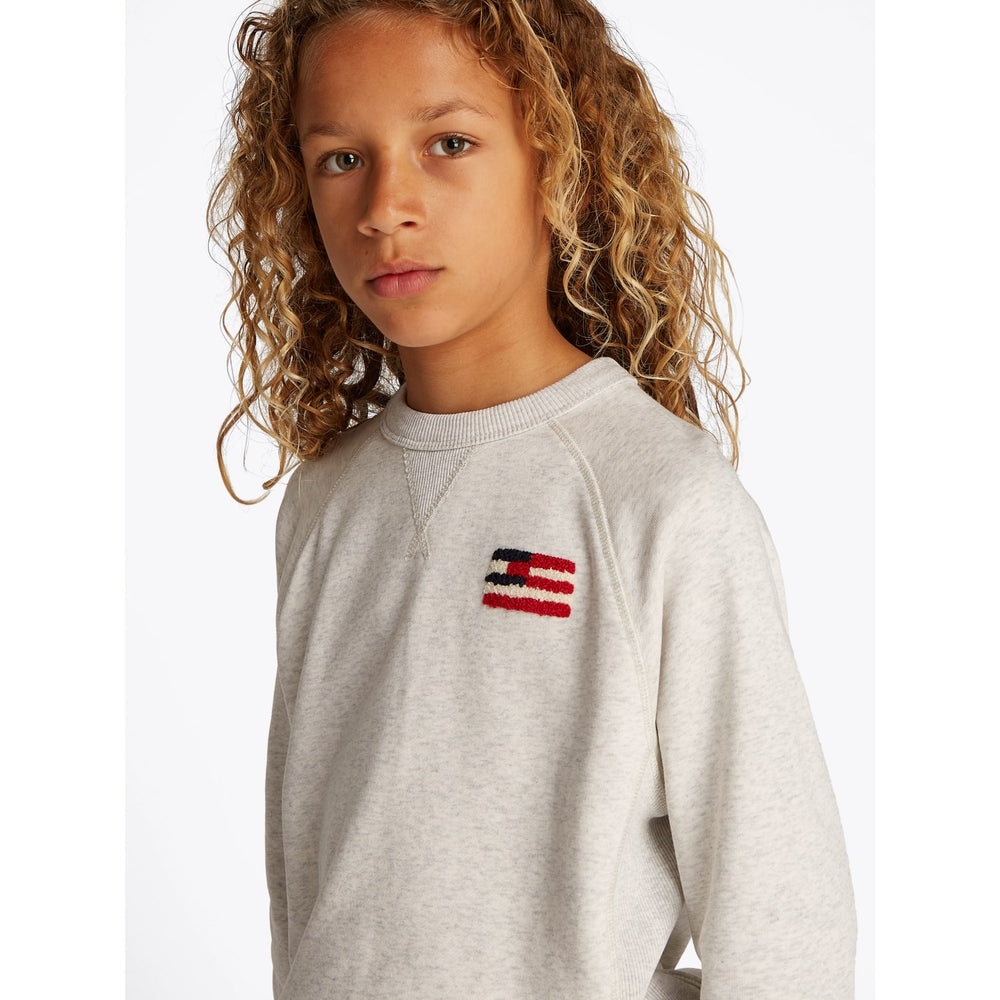 Køb Tommy Hilfiger Snow White Heather Flag Relaxed Sweatshirt