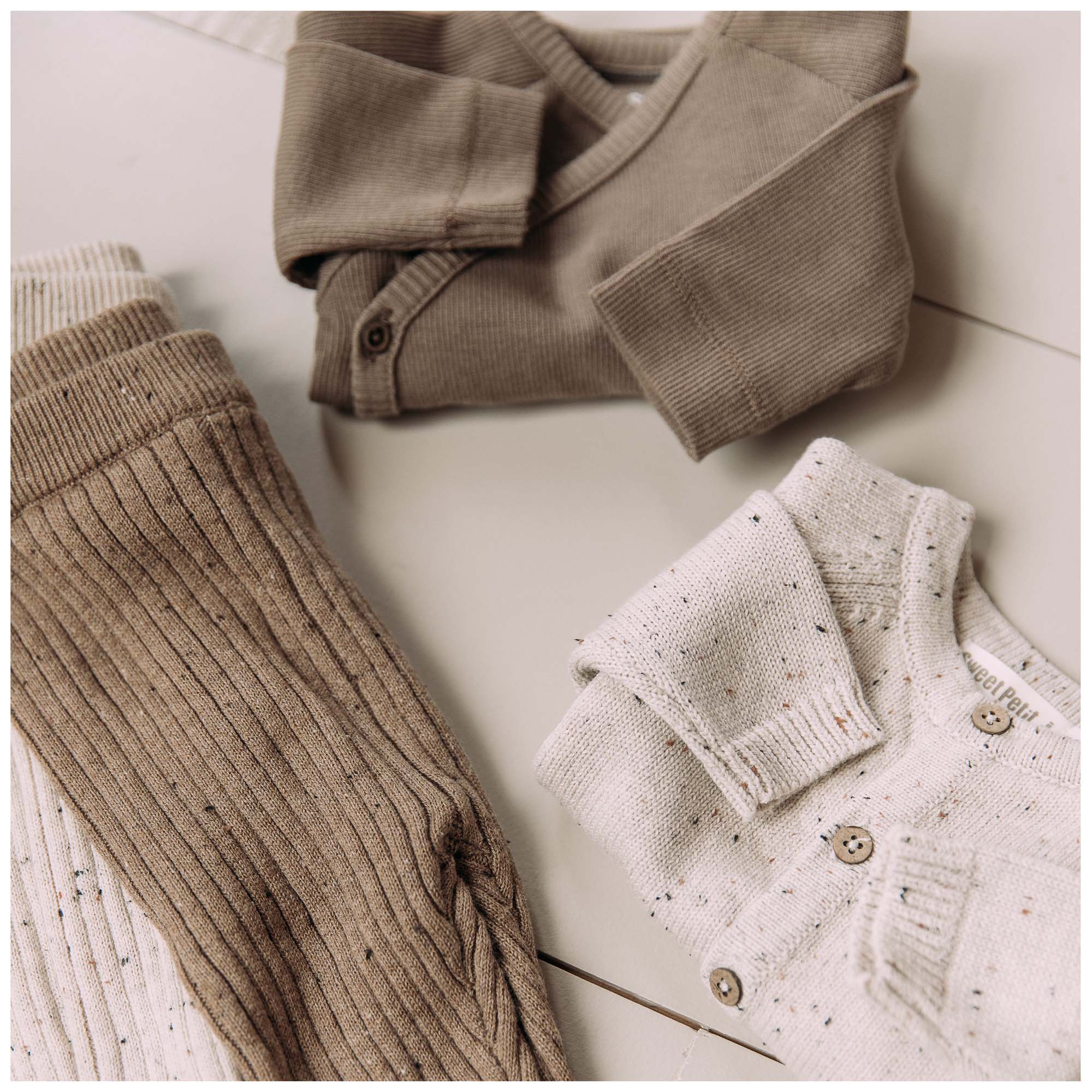 Sweet Petit Mini vest lange mouwen melee beige