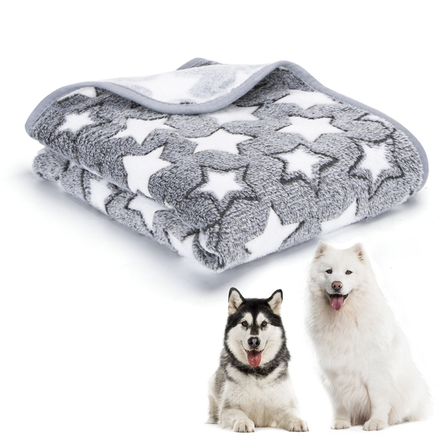 Manta para cães Nobleza, manta macia de pelúcia para cães, manta de lã para cama, manta quente, leve e lavável para animais de estimação, manta para dormir para cães grandes, filhotes e gatos, cinza (120x100cm)