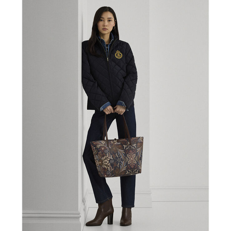 Lauren Ralph Lauren Crest-Patch Quilted Mockneck Jacket Dk navy
