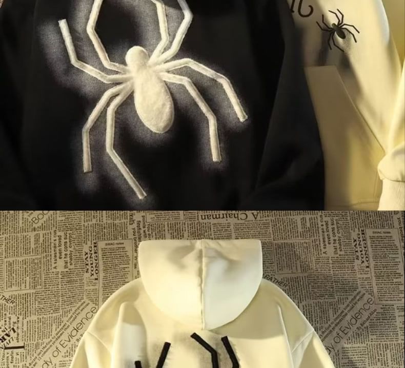 Bay Go Mall - Hoodie met rits en spinnenletters