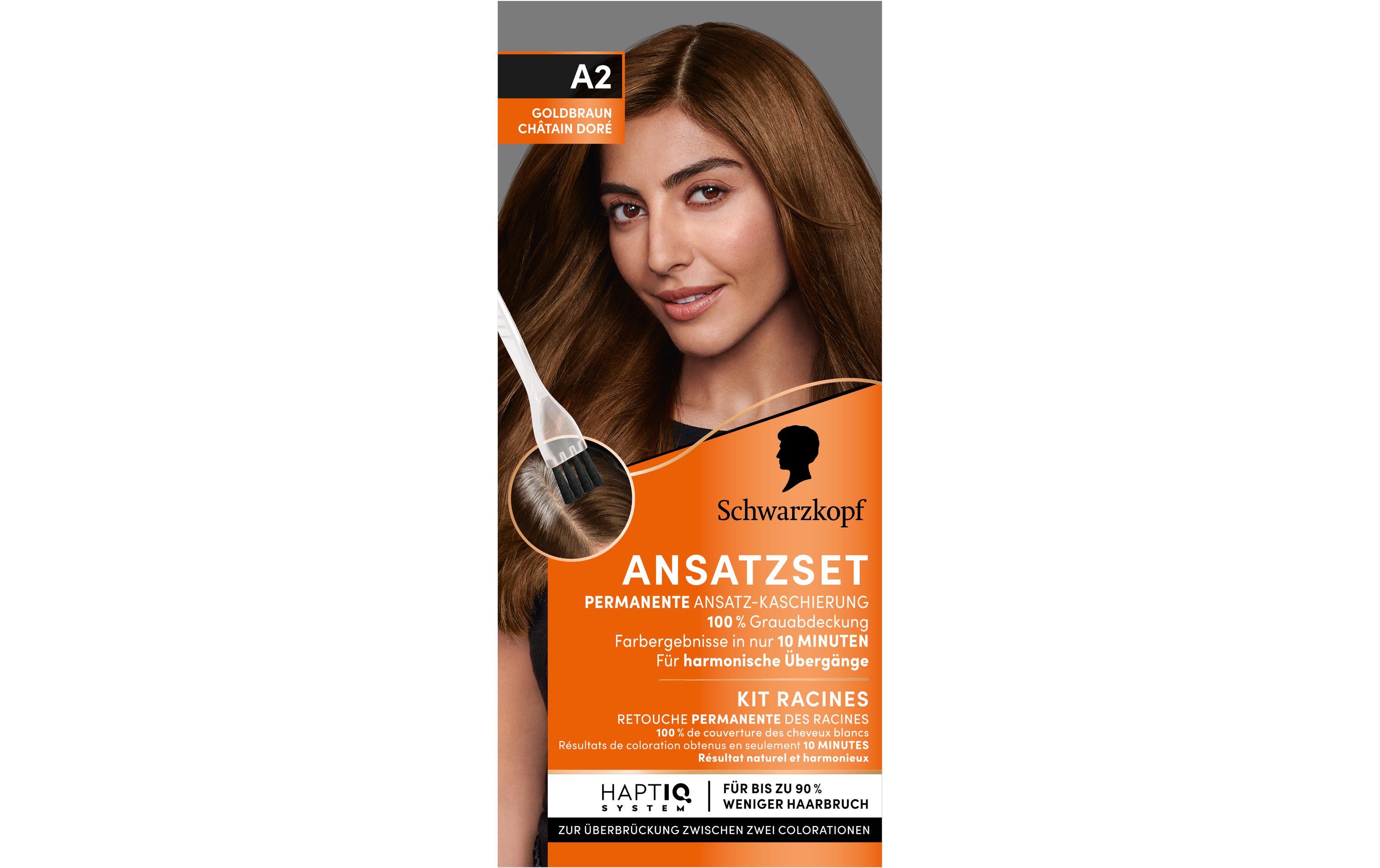 Haarcoloration Goldbraun A2Permanente Ansatz-Kaschierung verleiht dem Haar harmonische Übergänge