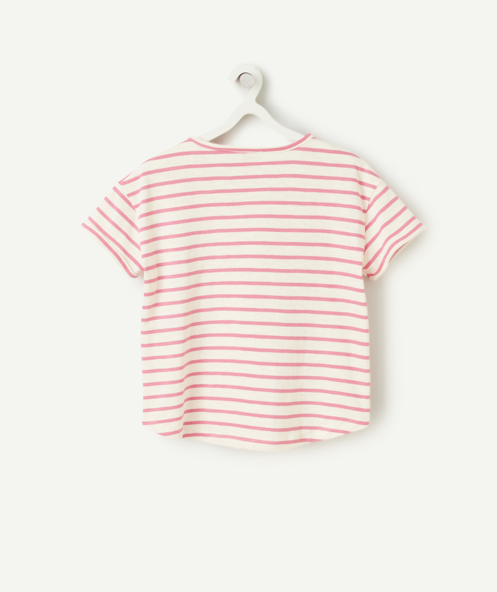 T-SHIRT MANCHES COURTES FILLE EN COTON BIO RAYÉ MARINE