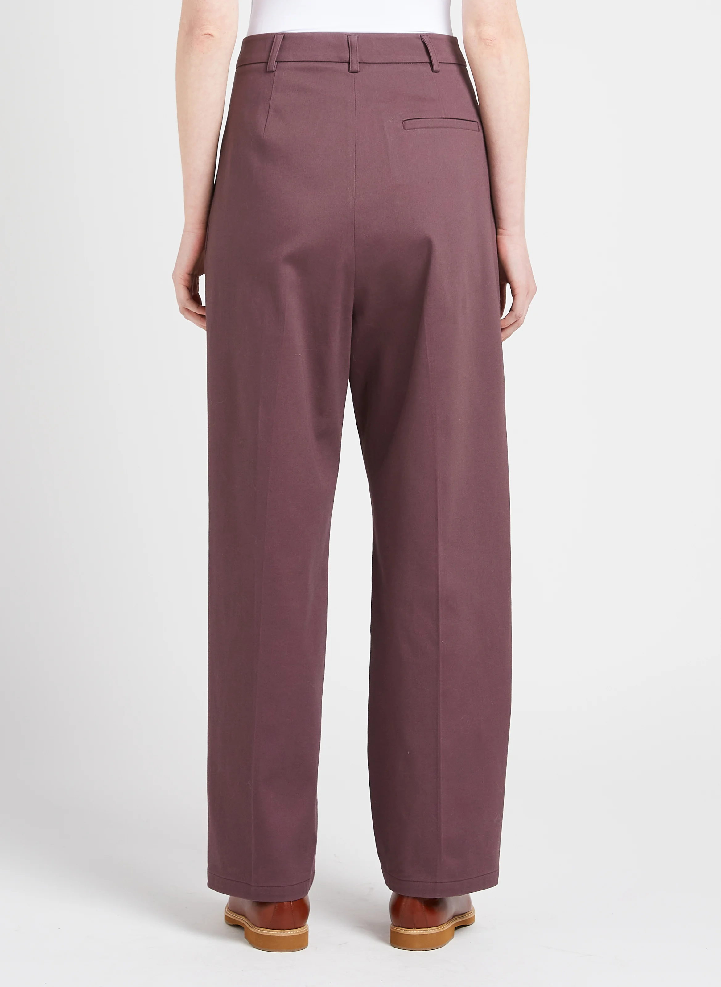 ERICA - Pantalon large taille haute en coton mélangé | Violet