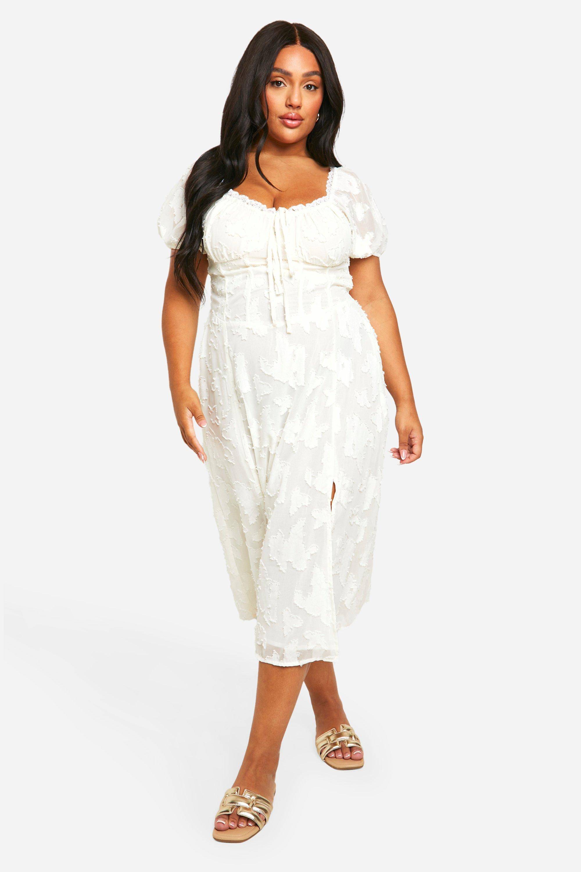 boohoo Robe Midi Milkmaid Burnout Plus