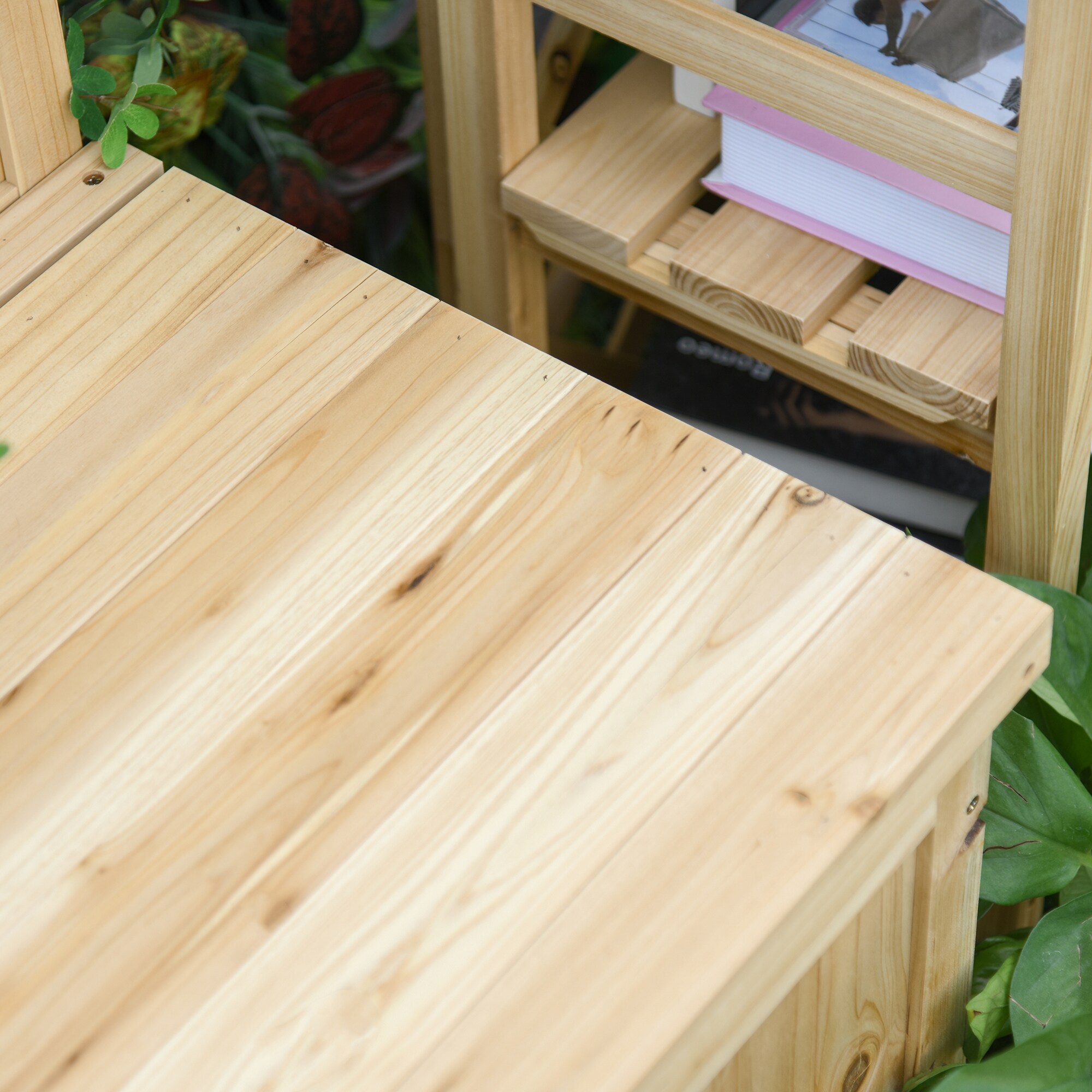 Outsunny Gartenbank mit Stauraum natur 115 x 45 x 75 cm (BxTxH)