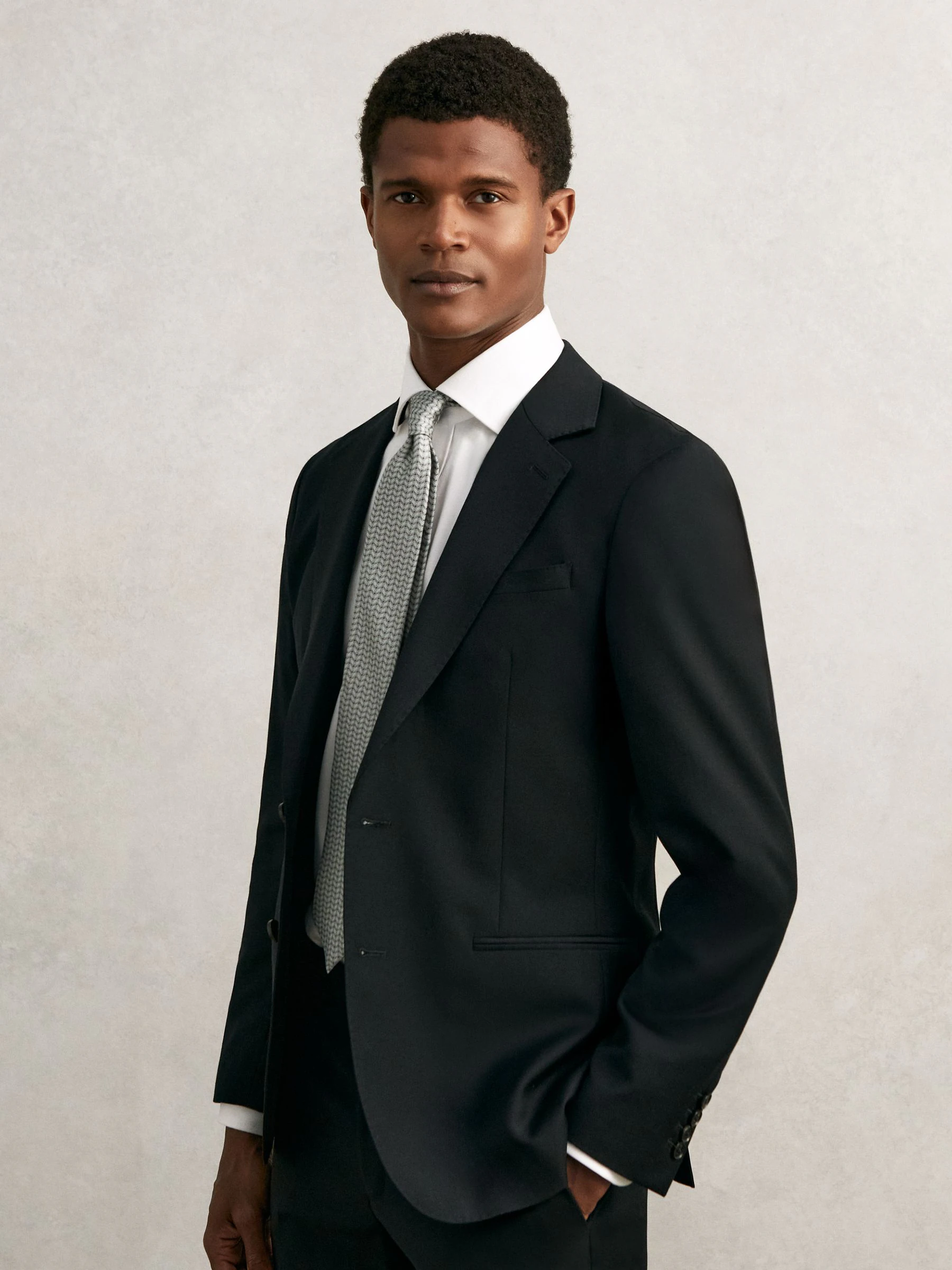Salie - Reiss Bernardo Silk Geometric-Chain Print Tie