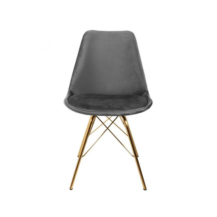 Kick collection - Stoel Velvet Donkergrijs - Goud frame