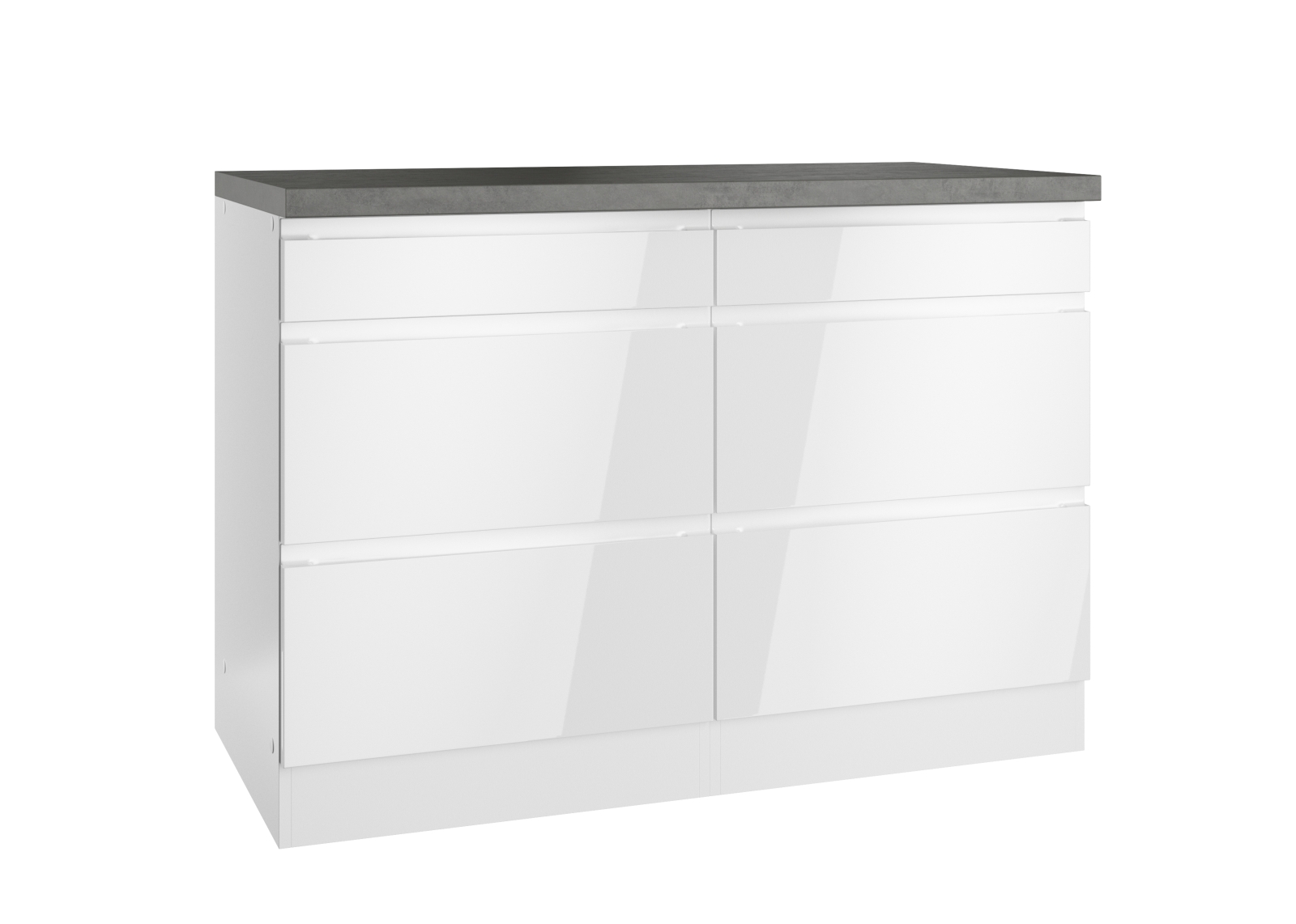 Unterschrank MONZA - weiß Hochglanz - Beton-Optik - 120 cm