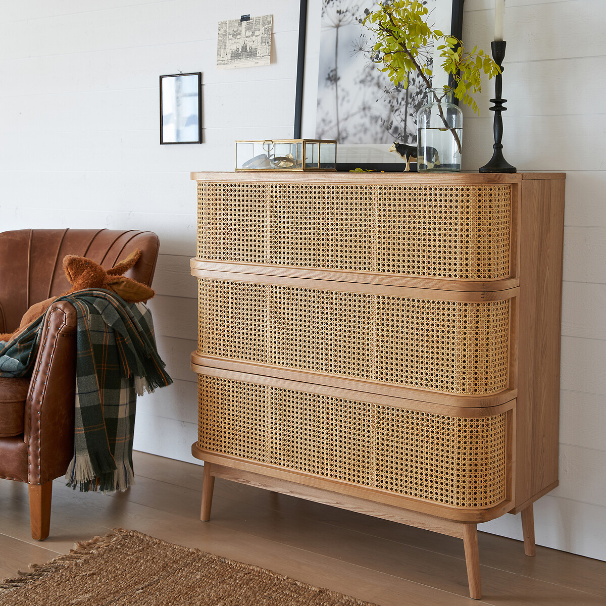 LA REDOUTE INTERIEURS<br>Cômoda com 3 gavetas em rattan Laora