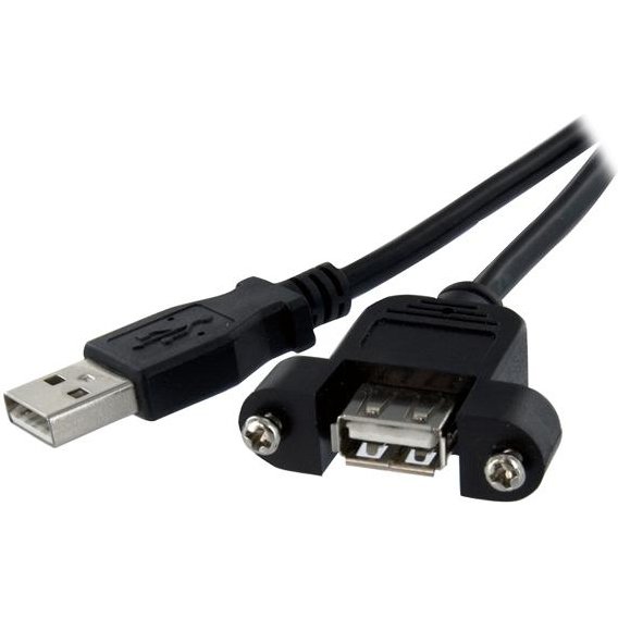StarTech.com Rallonge de câble USB 2.0 à montage sur panneau / goulotte A vers A de 30cm - F/M - Noir